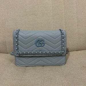 Baby Blue Quilted Crossbody Bag